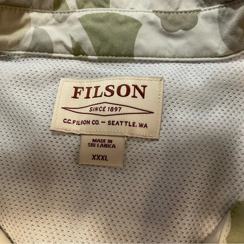 Filson Twin Lakes Sport Shirt Mens Sz XXXL Green Camo Hiking Outdoor Vented - Picture 5 of 9